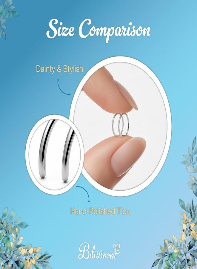 BILIBOOM Silver Ear Cuff Wrap - 925 Sterling Silver Double Hoop - Non Piercing Helix Cuff - Adjustable Faux Cartilage Earring for Women - Image 3